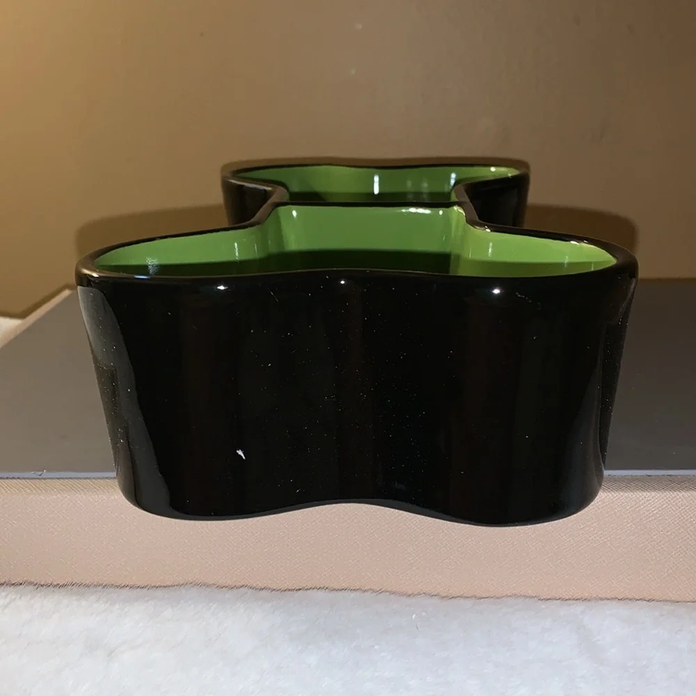 🎃👻 RAE DUNN Black / Green Brew and Gruel Pet Bowl NIB